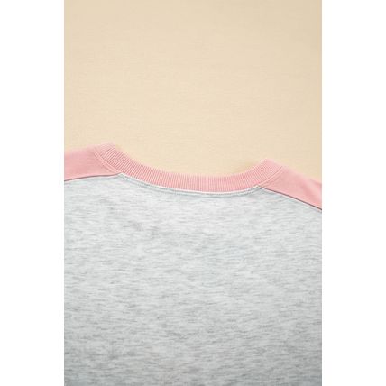 Light Grey Color Block Raw Hem Pullover and Casual Shorts Set