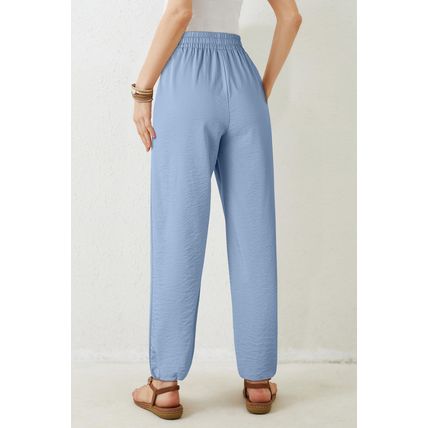 Myosotis Drawstring Elastic Waistband Pleated Loose Pants