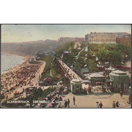 Spa Bridge & Sands, Scarborough, Yorkshire, 1905 - CPS Postcard