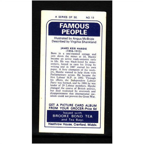 Brook Bond Famous People James Keir Hardie Card No 19 Mint