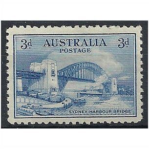 Australia 1932 SG142 3d Blue Sydney Harbour Bridge Mounted Mint . .