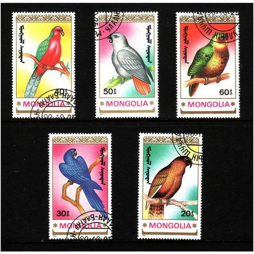 MONGOLIA 1990 PARROTS 5 VALS SG 2154 / 2158 FINE USED