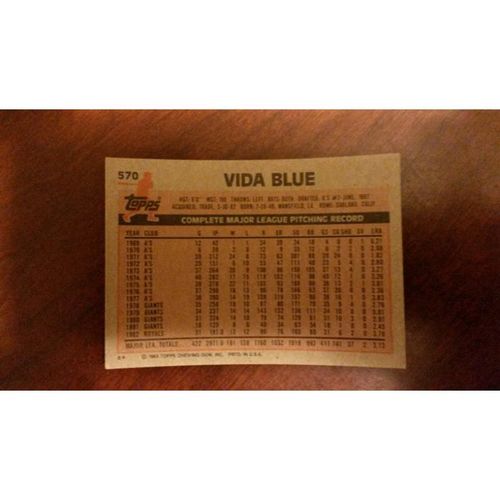 1983 Topps Card # 570 Vida Blue Near Mint (7) Kansas City Royals
