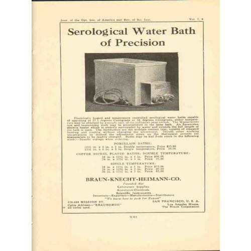 braun knecht heimann company 1923 serological water bath vintage ad