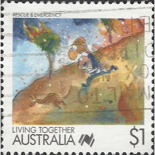 AUSTRALIA, Living Together, Rescue and Emergency, brown 1988, $1, #2