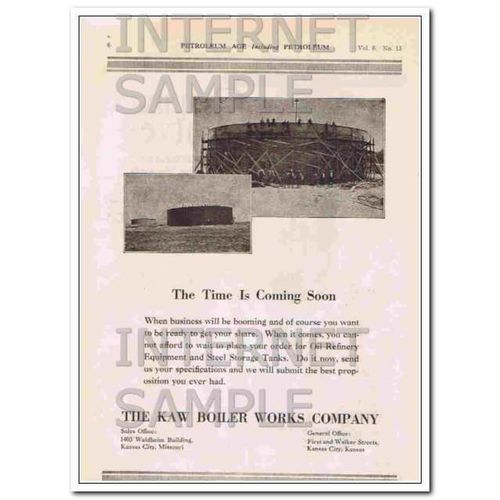 KAW BOILER WORKS COMPANY 1921 The time is coming soon vintage ad