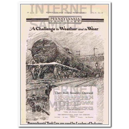 PENNSYLVANIA TANK CAR COMPANY 1921 weather and wear vintage ad