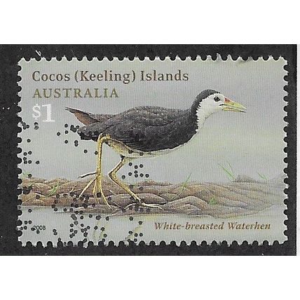 CKI 2008 $1.00 'BIRDS - 'WHITE BREASTED WATERHEN' FINE USED (EBID70-959)