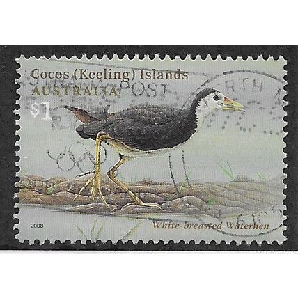 CKI 2008 $1.00 'BIRDS - WHITE BREASTED WATERHEN' FINE USED (EBID70-962)