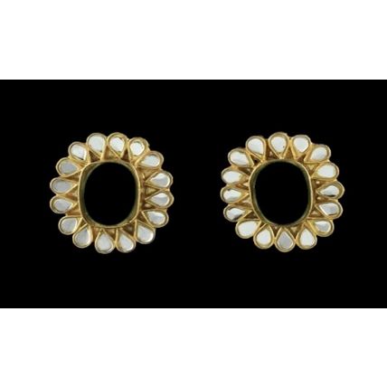 PAKISTANI INDIAN WOMEN GIRLS GOLD-PLATED THAPA KUNDAN EMBELLISHED NATURAL PEARLS