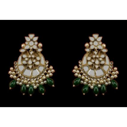 PAKISTANI INDIAN WOMEN GIRLS GOLD-PLATED THAPA KUNDAN EMBELLISHED NATURAL PEARLS