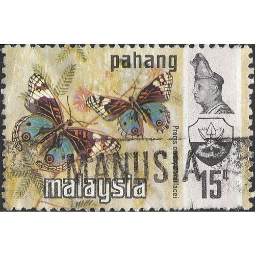 PAHANG, MALAYSIA, BUTTERFLY, Blue Pansy , light brown 1971, 15c