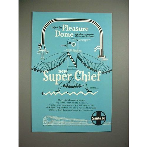 1951 Santa Fe Super Chief Train Ad w/ Eagle Dancer