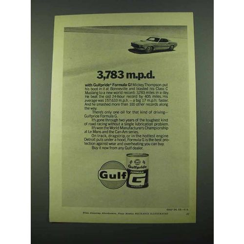 1969 Gulf Gulfpride Formula G Motor Oil Ad - 3,783 mpd
