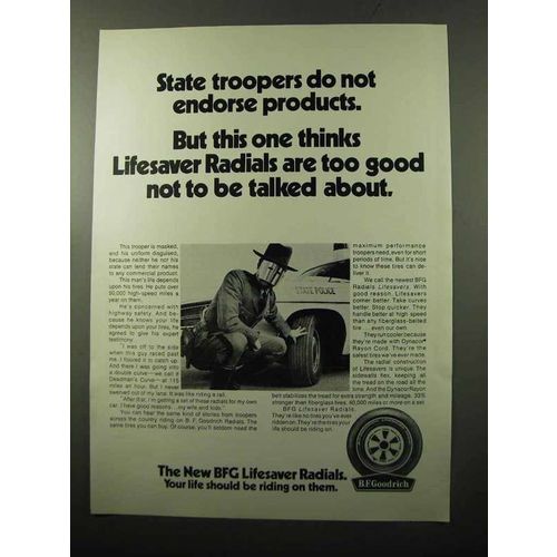 1970 B.F. Goodrich Lifesaver Radials Tires Ad - Endorse