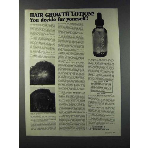 1981 Bio-Genesis Hair Growth Lotion Ad - You Decide