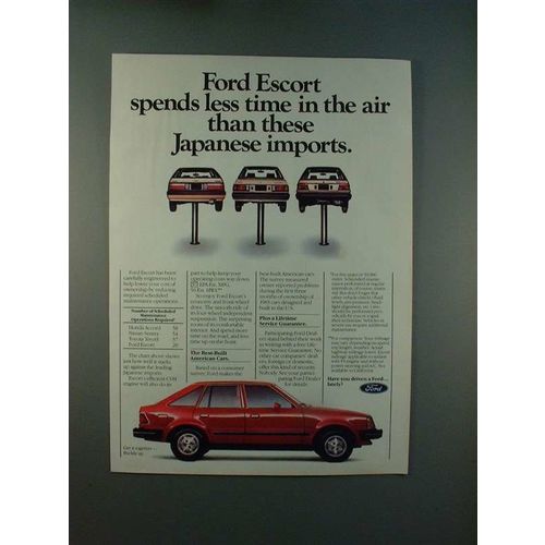 1984 Ford Escort Car Ad - Less Time in the Air