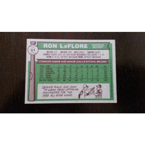 1976 Topps Card # 061 Ron LeFlore Very Good-Excellent (4) Detroit Tigers