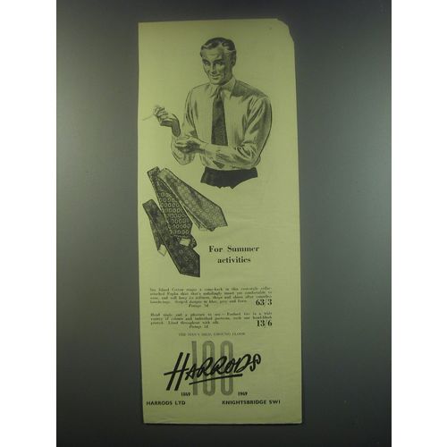 1949 Harrods Poplin Shirt and Foulard Ties Ad - For summer activities