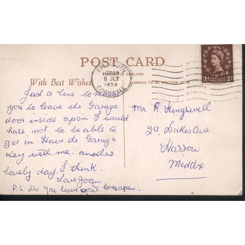 Vintage GB PC 1955 - Custom House Quay, Falmouth, Cornwall