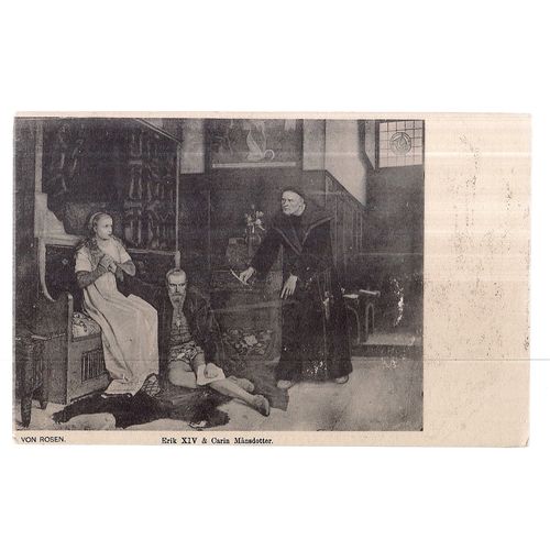 ERIK XlV & CARIN MANSDOTTER, painting by VON ROSEN unused vintage postcard =