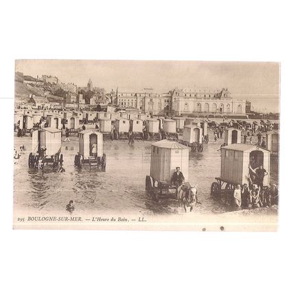 BATHING MACHINES, BOULOGNE-SUR-MER, FRANCE unused antique postcard =
