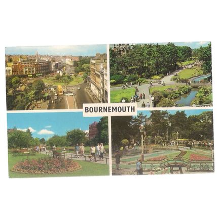 multiview, BOURNEMOUTH, DORSET used vintage postcard. Colourmaster 1974 pm =