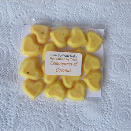15 Highly Scented Soy Wax Heart Melts, Lemongrass and Coconut ~ Home Fragrance