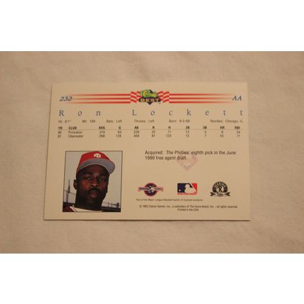 Ron Lockett 1992 Classic Best NO. 232