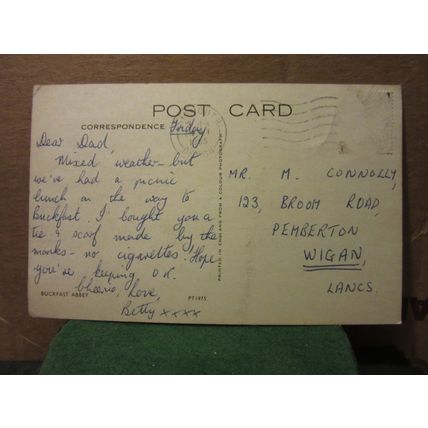 BUCKFAST ABBEY, DEVON used vintage postcard 1965 pm =