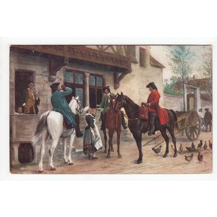 Horses Halting at the Inn 1911 Art Postcard