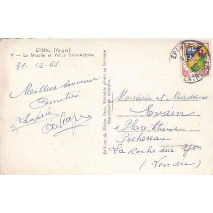 Epinal La Moselle et Vallon Saint Antoine Postcard posted 1961 creased