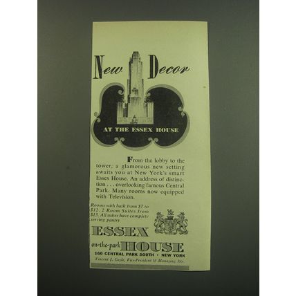 1949 Essex House Hotel Ad - New Dcor at the Essex House