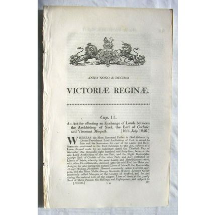 1846 Act of Parliament: exchange of land Henderskelf & Sheriff Hutton
