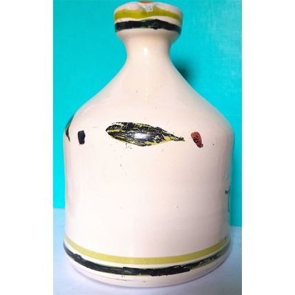 AN OLIVE OIL FLAGON - CREAM with OLIVES + LEAVES - 16 x 11 cm - GOOD CONDITION