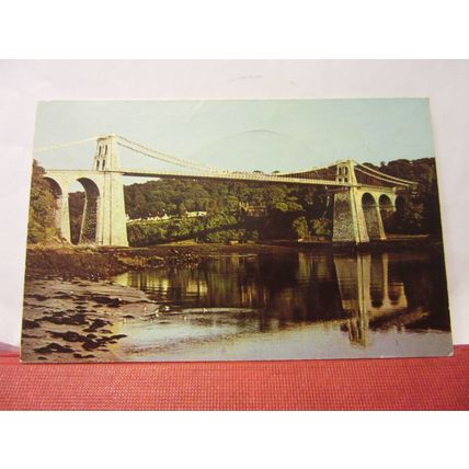 MENAI BRIDGE, WALES used vintage postcard 1967 postmark.. by Jarrold KNWAS 109 =