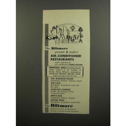 1953 The Biltmore Hotel Ad - The Biltmore presents 6 air-conditioned restaurants