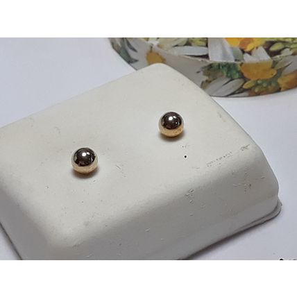 4mm Polished ball 14Kt Yellow Gold Stud Earrings #18909
