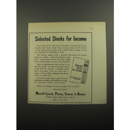 1956 Merrill Lynch Ad - Selected stocks for income
