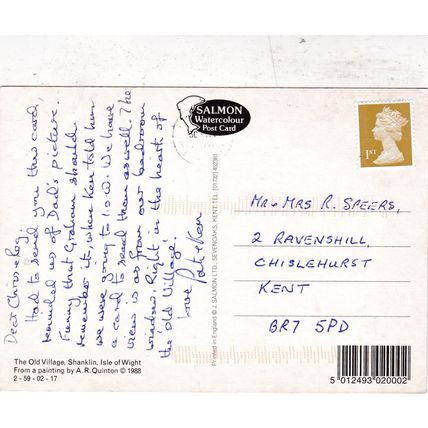 A.R.Quinton Old Village Isle of Wight Postcard posted 2011 crease