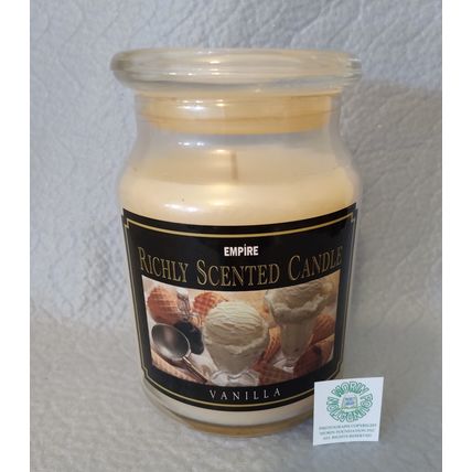 EMPIRE RICHLY SCENTED 23 OUNCE VANILLA CANDLE in LIDDED GLASS JAR