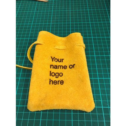 Ladies Kids Mens Genuine Real Leather Pouch, your name, Logo or Image, embossed