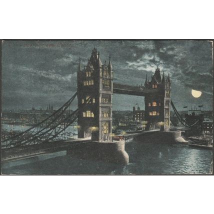 The Tower Bridge, London, 1904 - Valentine's Moonlight Postcard