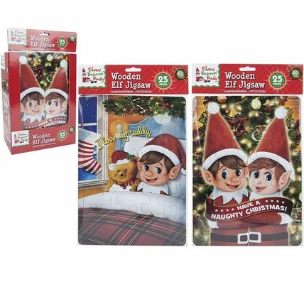 25pc A4 Xmas Jumbo Pieces Elf Wooden Jigsaw Christmas Novelty Traditional Puzzle