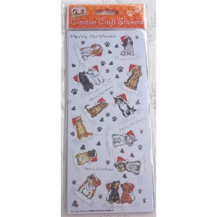CHRISTMAS CRAFT STICKERS PEEL OFF CAT AND DOG MERRY CHRISTMAS STICKERS