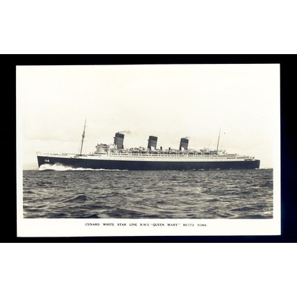 LS3722 - Cunard Liner - Queen Mary - launched 1934 - postcard
