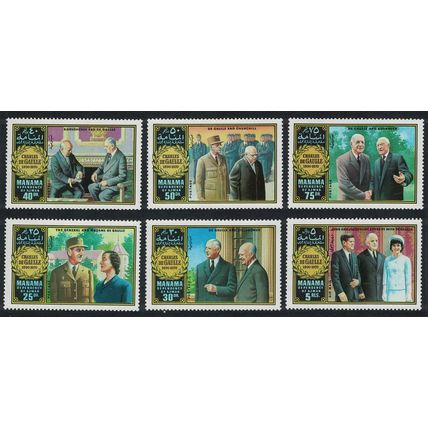Manama De Gaulle Churchill Khrushchev 6v 1971 MNH MI#633A-638A