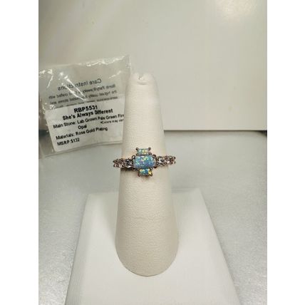 NIB Bomb Party Sz7 Ring RBP5531 Shes Always Diff LG Green Fire Opal Rose Gold Pl