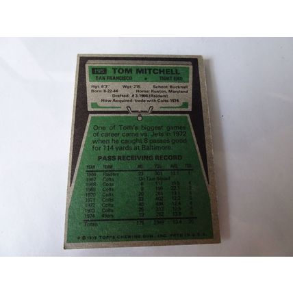 1975 Topps Football Card # 195 Tom Mitchell VG-Ex (4) San Francisco 49ers