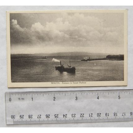 vintage postcard Entrance to Grand Harbour, Malta